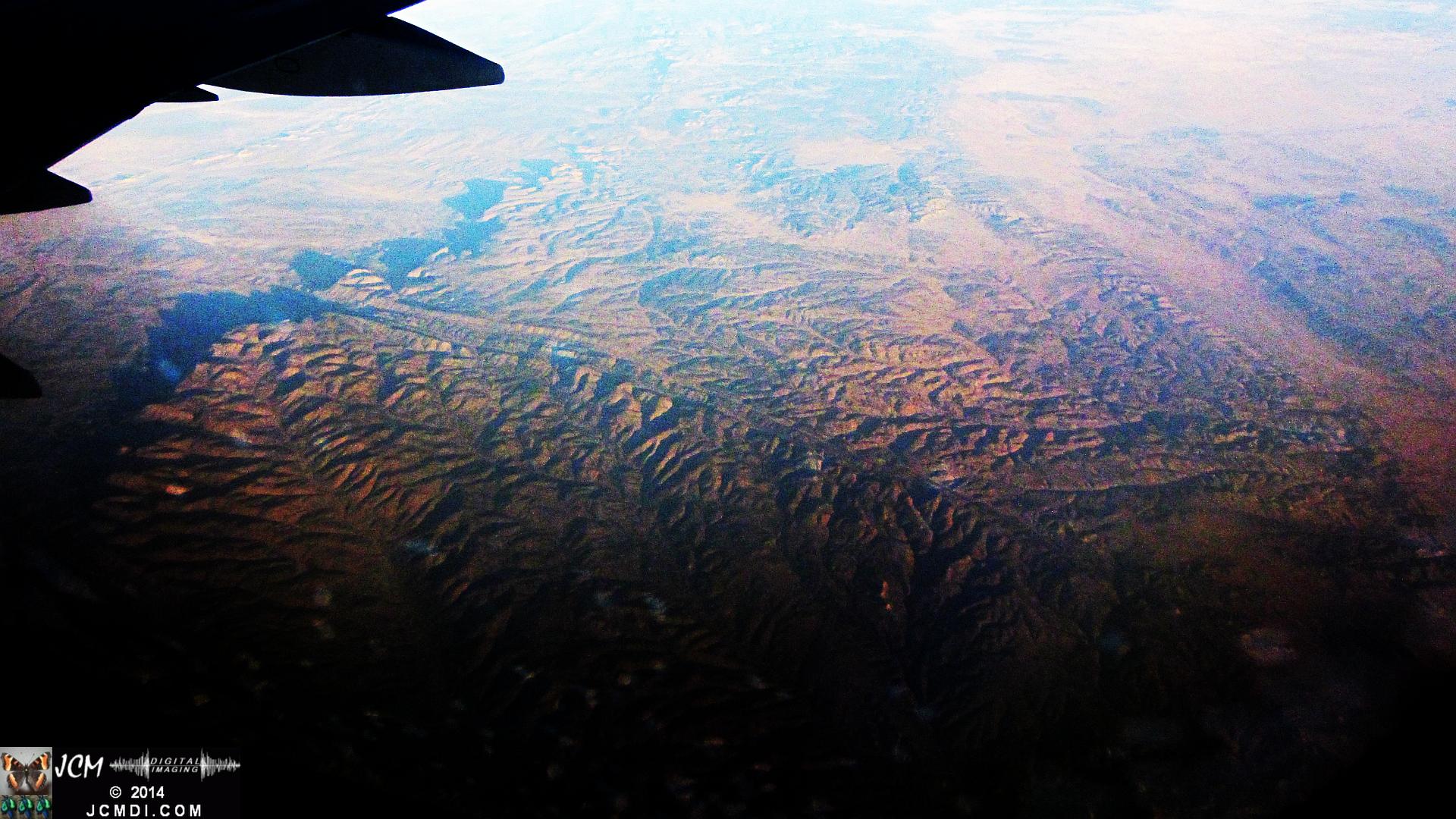 Aerial view of natural mountain trench from 34000 feet